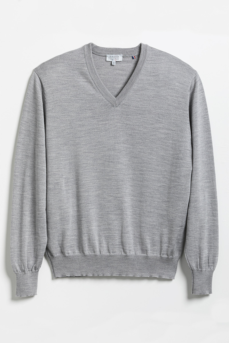 Pull homme encolure V 16 B Solfin Fabriqué en France