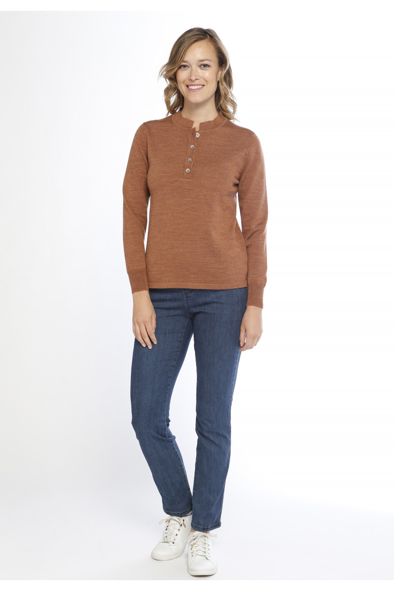 Pull laine fine mérinos femme col montant 11 B Solfin Fabriqué en France