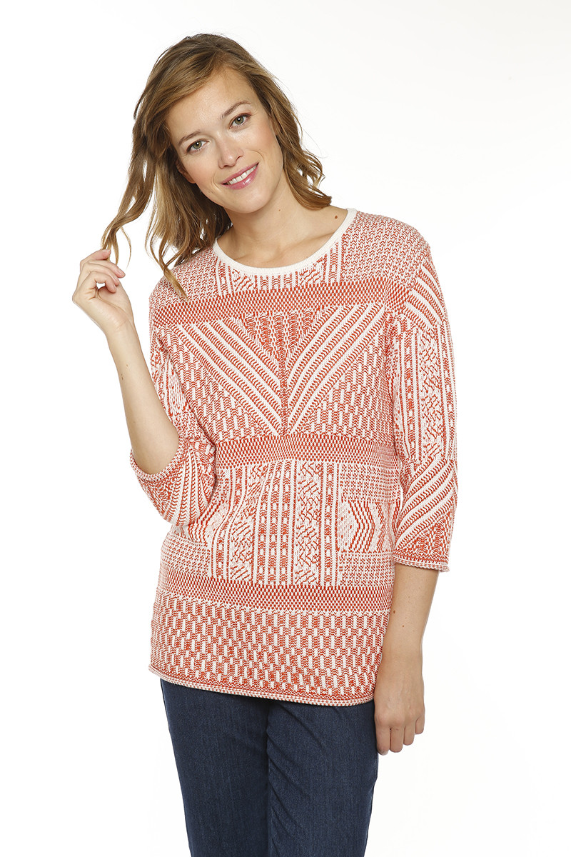 Pull jacquard en coton 1 B Solfin Fabriqué en France