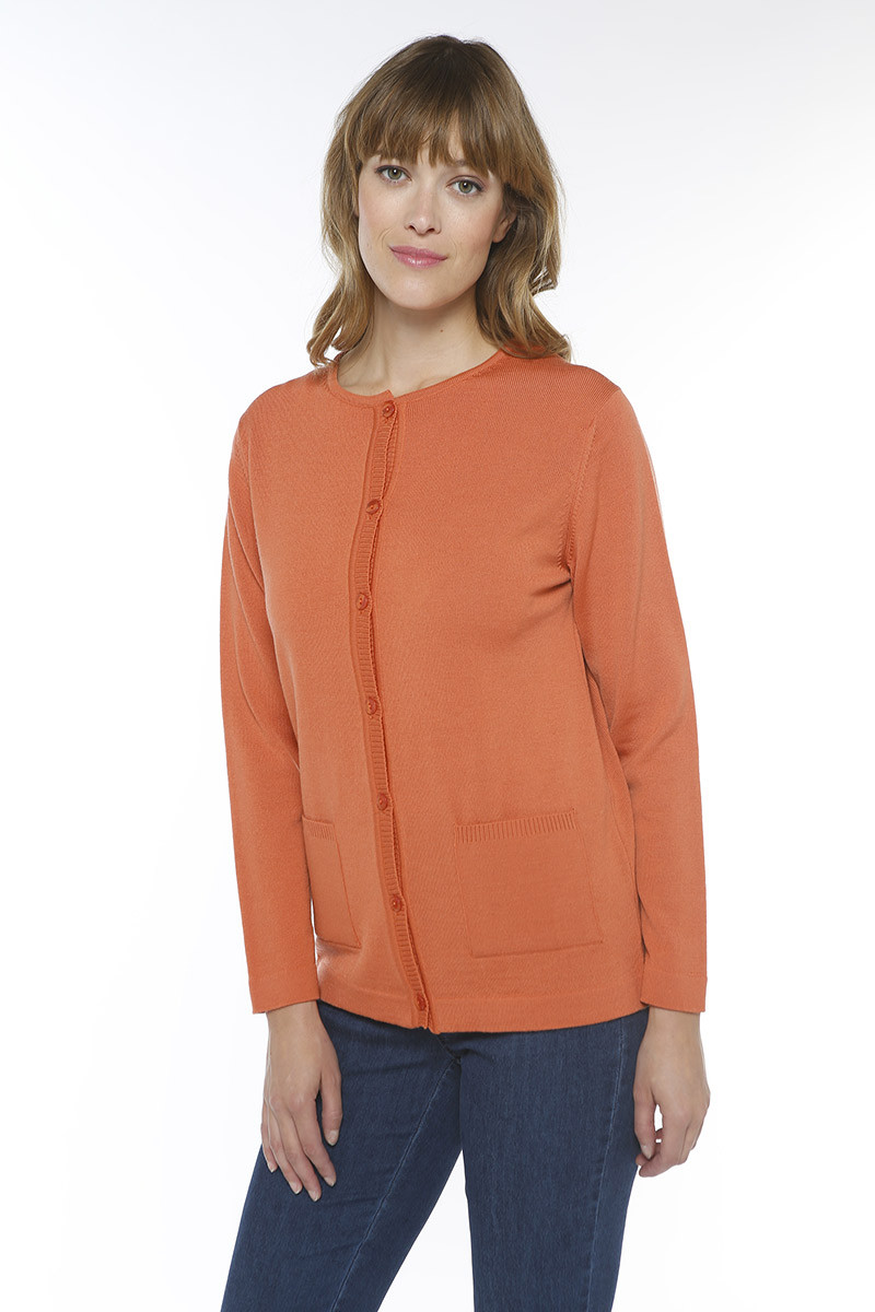 Cardigan encolure ronde laine 6 B Solfin Fabriqué en France