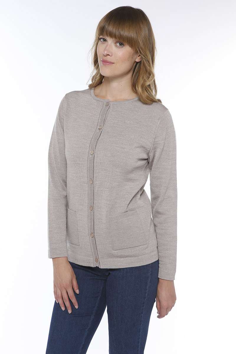 Cardigan encolure ronde laine 8 B Solfin Fabriqué en France