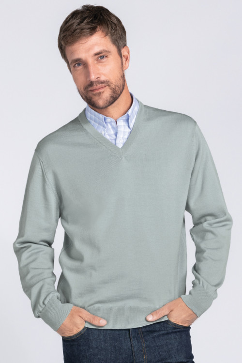 Pull homme encolure V 6 B Solfin Fabriqué en France