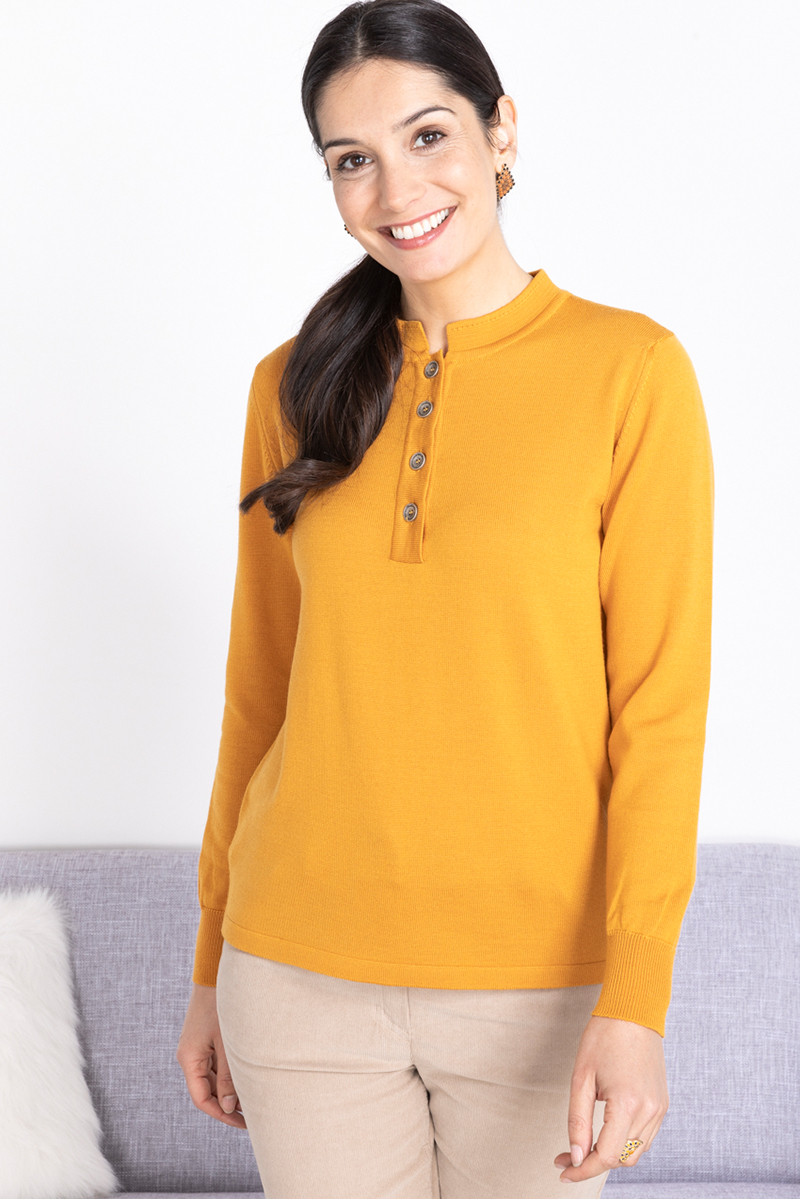 Pull laine fine mérinos femme col montant 21 B Solfin Fabriqué en France