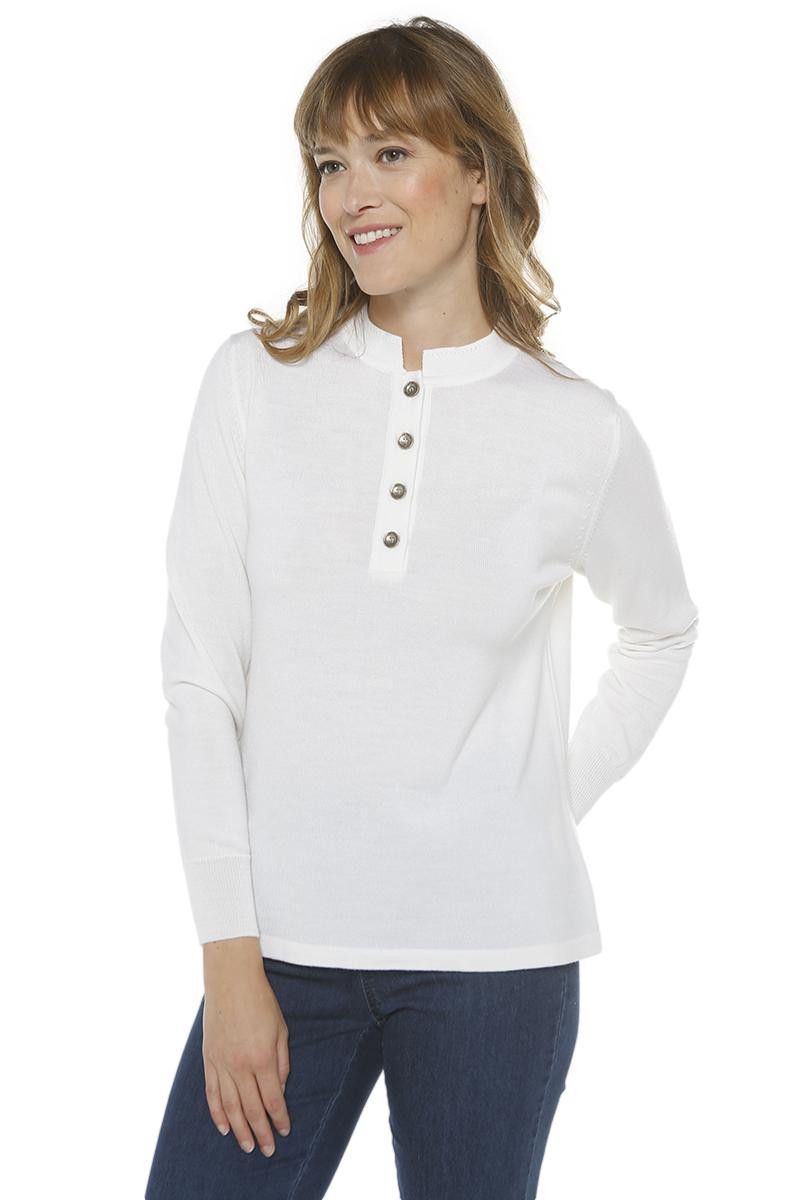 Pull laine fine mérinos femme col montant 24 B Solfin Fabriqué en France