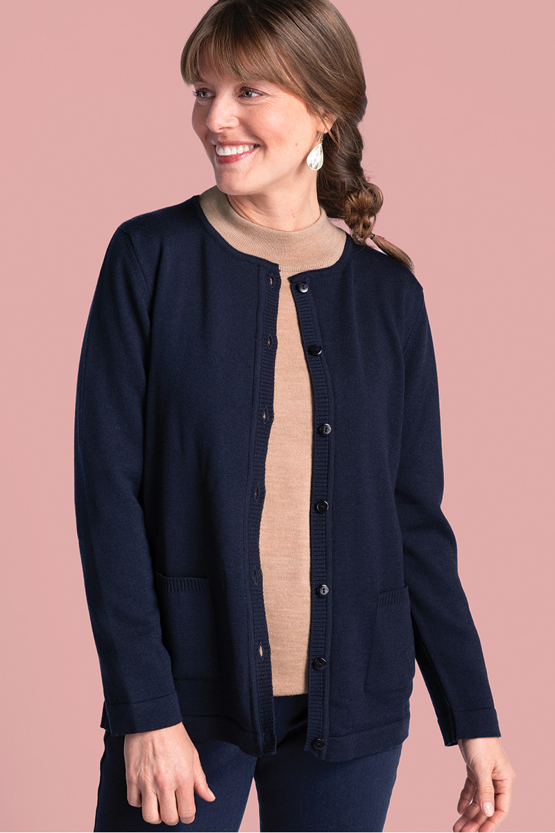 Cardigan laine col rond 9 B Solfin Fabriqué en France