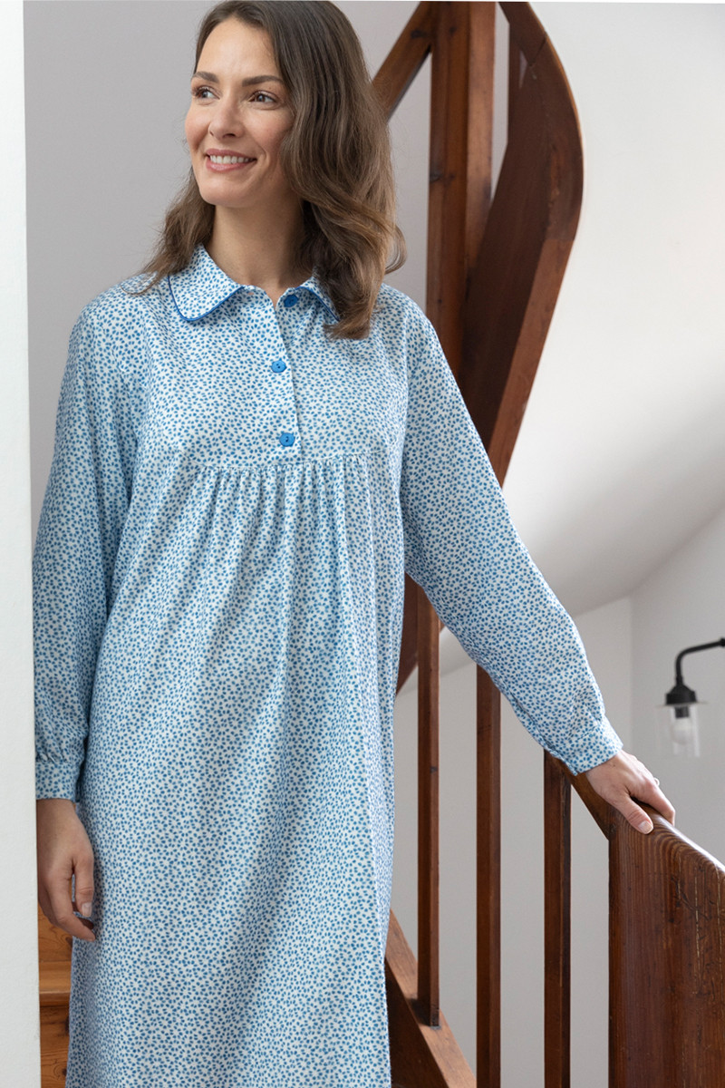 Chemise de nuit imprimés fleuris en coton 4 B Solfin Fabriqué en France