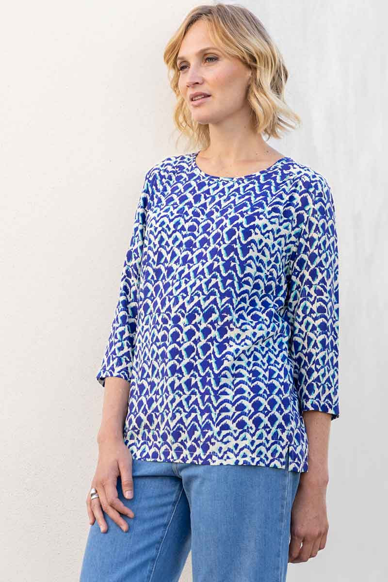 Blouse imprimée en viscose 3 B Solfin Fabriqué en France