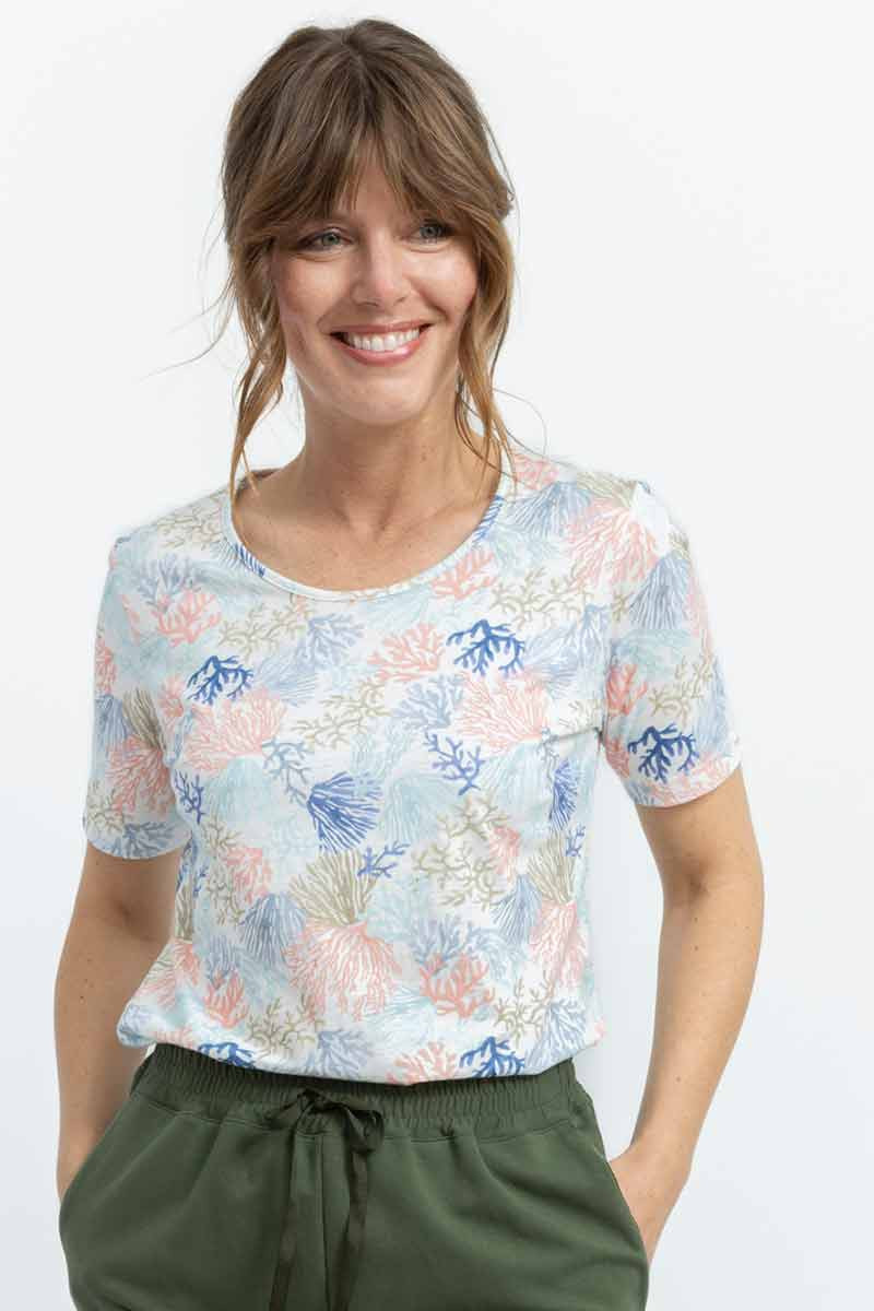 Tee-shirt en coton à motif corail 3 B Solfin Fabriqué en France