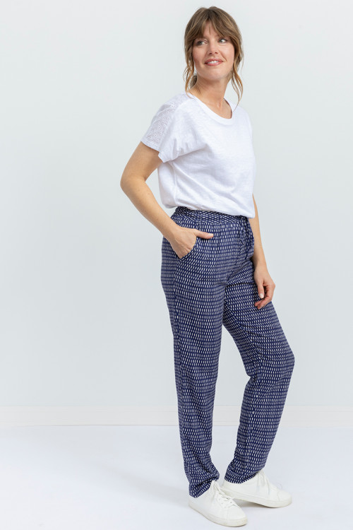 Pantalon imprimé en viscose 1 B Solfin Fabriqué en France