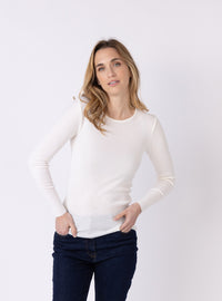 tee-shirt thermique mérinos femme blanc naturel sport hiver face