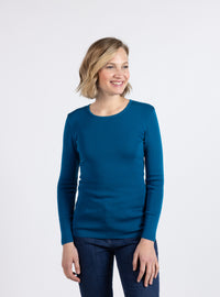 Tee-shirt thermique femme bleu colvert