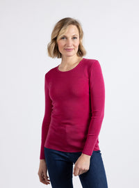 Tee-shirt thermique femme manches longues rose geranium