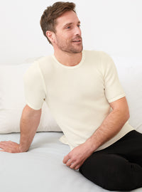 t-shirt homme en laine blanc naturel