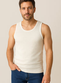 debardeur sans manches en laine blanc