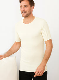t-shirt homme en laine blanc naturel