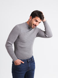 Pull homme 100% laine mérinos gris léger