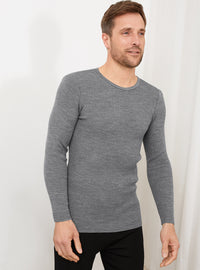 t-shirt homme manches longues en laine gris