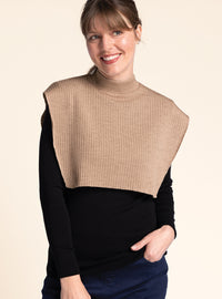 col plastron mixte laine beige chaud fabrique en France