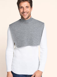 col plastron mixte laine gris leger fabrique en France