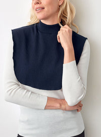 col plastron mixte laine bleu marine fabrique en France