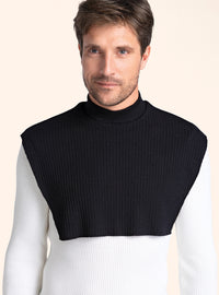 col plastron mixte laine noir fabrique en France