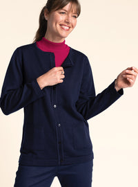 col plastron mixte laine rose rubis fabrique en France