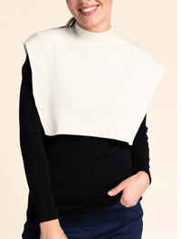 Col plastron mixte laine mérinos blanc naturel