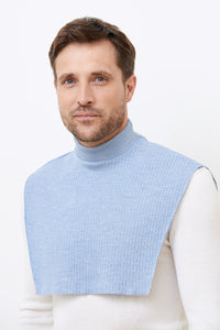 Col plastron mixte - BLEU CHAMBRAY