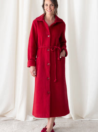 robe de chambre femme en laine rouge griotte