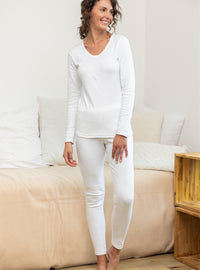 Caleçon long femme 100% coton blanc fabriqué en France