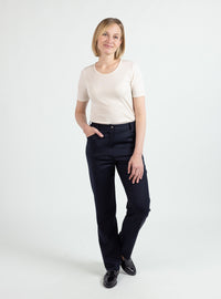 Pantalon femme en laine bleu marine