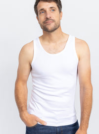 tee shirt homme sans manches coton blanc