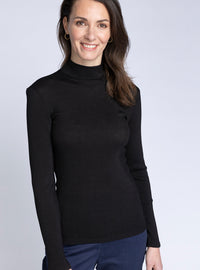 pull col cheminee laine noir femme