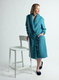Robe de chambre femme laine pyrenees 7/8 vert opale