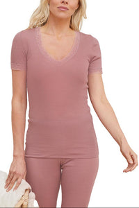 Tee-shirt manches courtes laine et soie