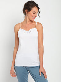 debardeur femme coton peigne blanc bretelles fines