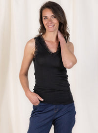 t-shirt sans manches laine et soie