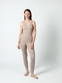 Débardeur femme laine et soie beige élégant
