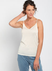 debardeur femme soie blanc ivoire fines bretelles