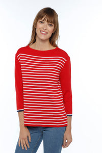 Pull marinière femme fabriqué en France, rouge
