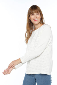 Pull femme maille fantaisie coton blanc