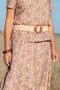 Ceinture rafia femme beige
