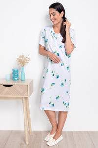 Chemise de nuit maille jersey bleue