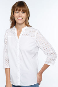 Chemisier encolure tunisienne et breoderie anglaise blanc