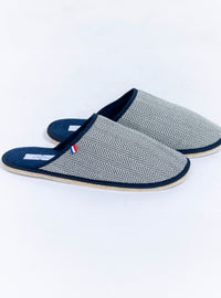 chaussons d’été homme chevrons bleus fabriqués en France