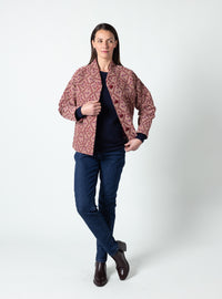 Veste jacquard femme rouge automne