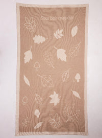 Plaid bébé personnalisable sous-bois femme laine mérinos beige pastel