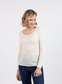 Tee-shirt femme blanc naturel laine mérinos et soie