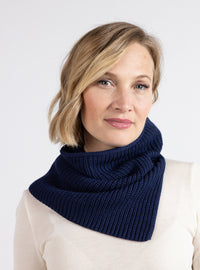 Tour de cou femme laine fine mérinos bleu amiral