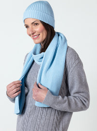 Bonnet bleu glacier en laine fine mérinos fabriqué en France